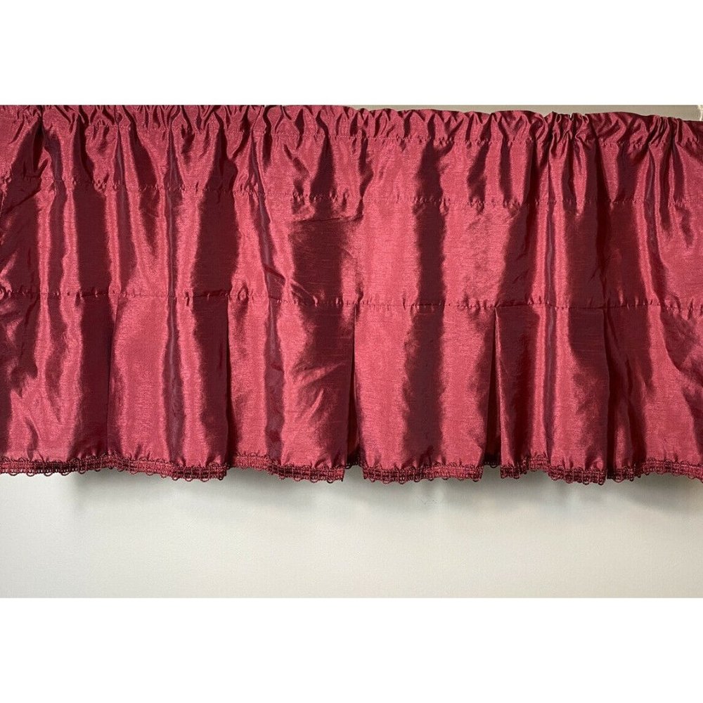 Discontinued 1990s Vintage Chris Madden Luxury Valances Curtains Red Faux Silk